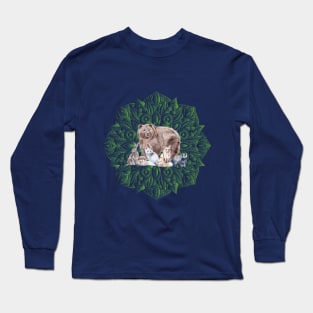 Mandala Rabbit Bear Hedgehog Fox Badger Long Sleeve T-Shirt